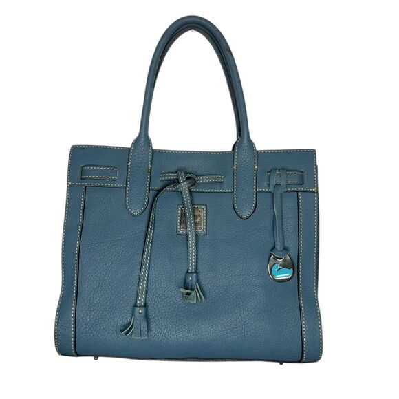 Dooney & Bourke Handbags - Vintage Dooney & Bourke Tasseled Leather Mini Tote Shoulder Bag Blue Purse